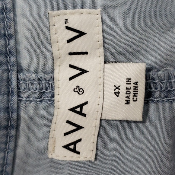 Ava & Viv Lyocell Chambray Shacket Sz 4X - Picture 7 of 13